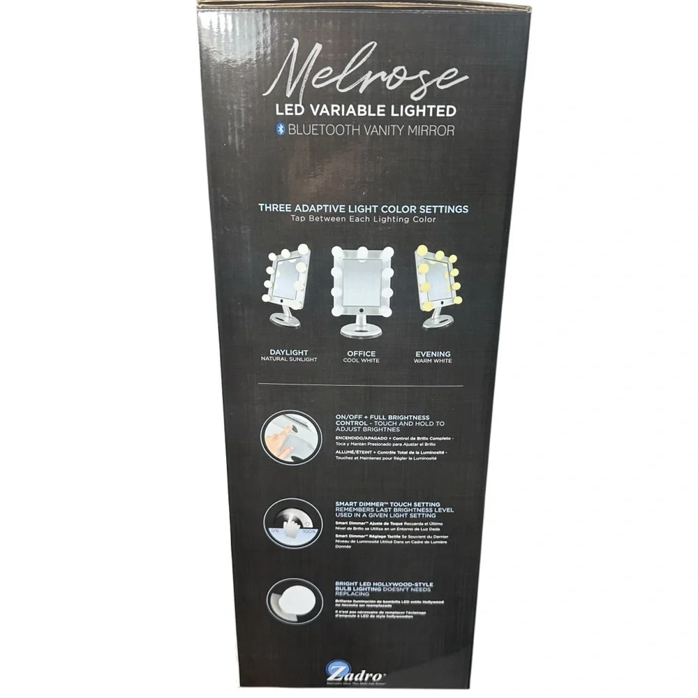 Zadro Melrose LED Variable 3-Color Lighted Dual-Sided/Bluetooth/Makeup Mirror